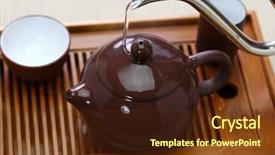  Presentation with ceremony - PPT layouts having taiwan drink - taiwanese tea ceremony background and a tawny brown colored foreground