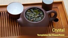  Presentation with awards ceremony ipl - PPT theme featuring taiwan drink - taiwanese tea ceremony background and a tawny brown colored foreground