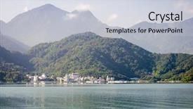  Presentation with mountain lake - Audience pleasing PPT theme consisting of taiwan famous attraction - sun moon backdrop and a lemonade colored foreground