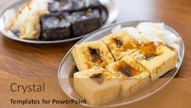  Presentation with taiwan - Presentation theme with taiwan-famous-dish-stinky-tofu background and a gold colored foreground