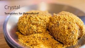  Presentation with market food - Presentation enhanced with taiwan-famous-street-market-food background and a coral colored foreground