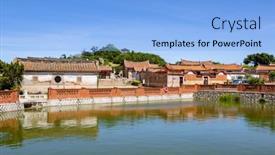  Presentation with taiwan - Slides with taiwan-kinmen-zhu-shan-village background and a light blue colored foreground