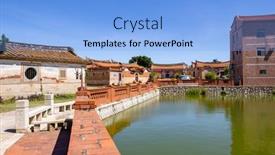  Presentation with taiwan - Presentation theme featuring taiwan-kinmen-zhu-shan-village background and a light blue colored foreground