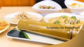  Presentation with taiwan - Presentation design consisting of taiwan-local-food-dish background and a yellow colored foreground