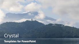  Presentation with taiwan - Presentation design consisting of taiwan-nantou-sun-moon-lake background and a ocean colored foreground