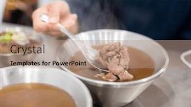  Presentation with beef - PPT theme having taiwan-tainan-raw-fresh-beef background and a coral colored foreground