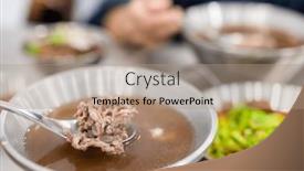  Presentation with beef - Presentation design consisting of taiwan-tainan-raw-fresh-beef background and a coral colored foreground