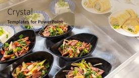  Presentation with appetizers - Presentation theme featuring taiwanese-appetizers-to-start background and a coral colored foreground