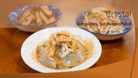  Presentation with appetizers - PPT theme enhanced with taiwanese-appetizers-to-start background and a coral colored foreground