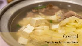  Presentation with soup - Slide deck enhanced with taiwanese-cuisine-bowl-of-tofu background and a yellow colored foreground