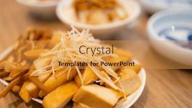  Presentation with meat food - Theme with taiwanese-cuisine-braised-pork-ear background and a gold colored foreground