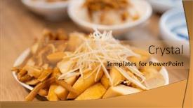  Presentation with meat food - Slide deck enhanced with taiwanese-cuisine-braised-pork-ear background and a yellow colored foreground