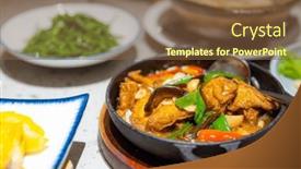  Presentation with restaurant - Slide set with taiwanese-cuisine-dish-in-restaurant background and a tawny brown colored foreground