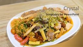  Presentation with soy sauce - Presentation theme with taiwanese-cuisine-soy-sauce-braised background and a coral colored foreground