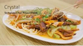  Presentation with soy sauce - PPT layouts having taiwanese-cuisine-soy-sauce-braised background and a coral colored foreground