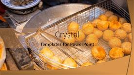  Presentation with deep - PPT layouts having taiwanese-deep-fried-taro-ball background and a gold colored foreground