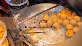  Presentation with deep - Presentation theme having taiwanese-deep-fried-taro-ball background and a coral colored foreground