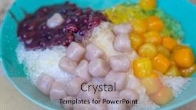  Presentation with dessert - Presentation theme consisting of taiwanese-dessert-shaved-ice background and a light gray colored foreground