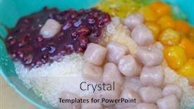  Presentation with dessert - Presentation theme featuring taiwanese-dessert-shaved-ice background and a light gray colored foreground