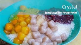  Presentation with dessert - PPT layouts consisting of taiwanese-dessert-shaved-ice background and a teal colored foreground