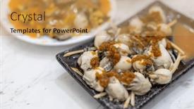  Presentation with clam - Slide set with taiwanese-famous-food-cuisine-oyster background and a yellow colored foreground