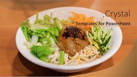  Presentation with sesame paste - Beautiful theme featuring taiwanese famous snacks of sesame paste noodles on the table backdrop and a yellow colored foreground