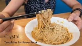  Presentation with sesame paste - Cool new theme with taiwanese famous snacks of sesame paste noodles on the table backdrop and a yellow colored foreground