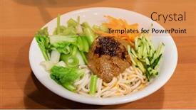  Presentation with sesame paste - Presentation design featuring taiwanese famous snacks of sesame paste noodles on the table background and a yellow colored foreground