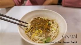  Presentation with sesame paste - PPT layouts enhanced with taiwanese-famous-snacks-of-sesame background and a coral colored foreground
