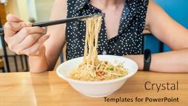  Presentation with sesame paste - Amazing slide set having taiwanese-famous-snacks-of-sesame backdrop and a coral colored foreground