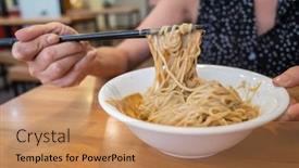 Presentation with sesame paste - Beautiful presentation design featuring taiwanese-famous-snacks-of-sesame backdrop and a coral colored foreground