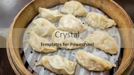  Presentation with snacks - PPT theme enhanced with taiwanese-famous-snacks-of-steamed background and a coral colored foreground