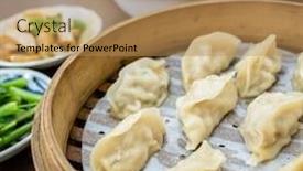  Presentation with snacks - Slide deck having taiwanese-famous-snacks-of-steamed background and a coral colored foreground