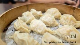  Presentation with snacks - Cool new presentation theme with taiwanese-famous-snacks-of-steamed backdrop and a soft green colored foreground