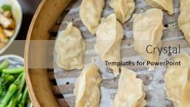  Presentation with snacks - Slide set enhanced with taiwanese-famous-snacks-of-steamed background and a mint green colored foreground