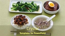  Presentation with fried chicken - Audience pleasing slide set consisting of taiwanese-home-cooking-braised-pork backdrop and a tawny brown colored foreground