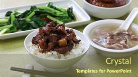  Presentation with fried chicken - Presentation featuring taiwanese-home-cooking-braised-pork background and a violet colored foreground