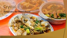 Presentation with clam - PPT layouts featuring taiwanese-local-seafood-restaurant background and a coral colored foreground