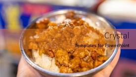  Presentation with street food - Theme featuring taiwanese-local-street-food-minced background and a gold colored foreground