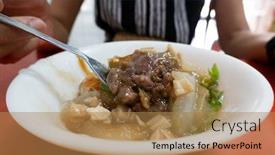  Presentation with taste - Colorful slides enhanced with taiwanese-meatballs-famous-and-traditional backdrop and a coral colored foreground