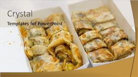  Presentation with taiwan - Slides with taiwanese-omelette-in-breakfast-store background and a coral colored foreground