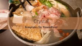  Presentation with meat - Beautiful PPT theme featuring taiwanese-small-hot-pot backdrop and a coral colored foreground