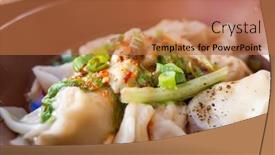  Presentation with dumpling - Presentation featuring taiwanese-snacks-of-meat-dumpling background and a coral colored foreground