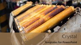  Presentation with snacks - Slide set with taiwanese-snacks-of-rice-cooked background and a coral colored foreground