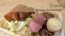  Presentation with soy - PPT theme enhanced with taiwanese-snacks-of-soy-stewed background and a coral colored foreground