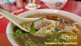  Presentation with starch - Presentation consisting of taiwanese-snacks-of-thickened-soup background and a tawny brown colored foreground