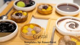 Presentation with dessert - Presentation theme enhanced with taiwanese-style-dessert-in-restaurant background and a yellow colored foreground