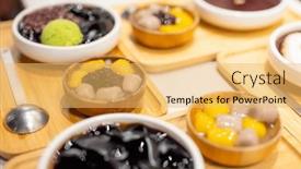  Presentation with dessert - PPT theme having taiwanese-style-dessert-in-restaurant background and a yellow colored foreground