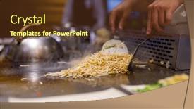  Presentation with grill - Presentation enhanced with taiwanese-teppanyaki-restaurant-grill-bean background and a tawny brown colored foreground