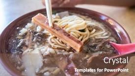  Presentation with noodle - Presentation design consisting of noodle with lamb and squid background and a tawny brown colored foreground